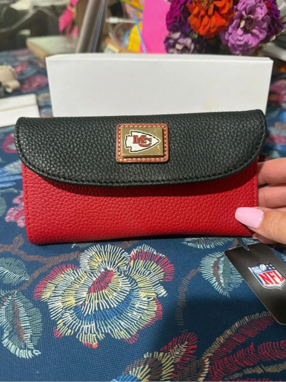 NFL Kansas City Chiefs Fold-Over Continental Clutch in Red and Black